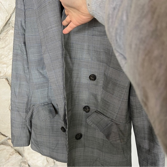 J Crew Wool Glen Plaid Ruffle Pocket Blazer in Classic Gray - Picture 6 of 13